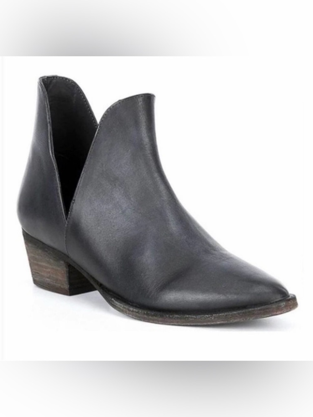 NWOT Free People Double V Boot 6.5 Black Leather Ankle Booties Western